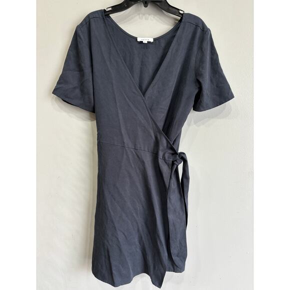 Vetta Dresses & Skirts - Vetta Wrap Dress womens size XS gray Tencel short sleeve preppy academia